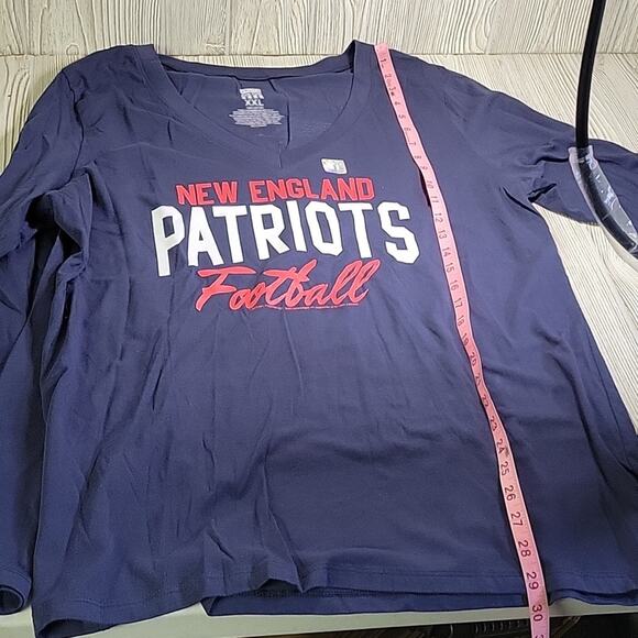 NFL New England Patriots Navy Long Sleeve V Neck Shirt Womens Size XXL NEW - Picture 6 of 8